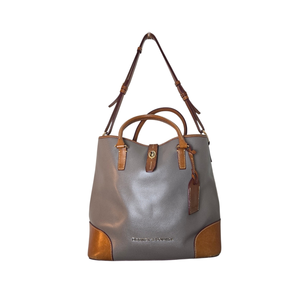 Dooney & Bourke Gray and Tan Leather Tote Bag